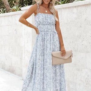 Vici | Dresses | Made You Look Paisley Smocked Tie Strap Maxi Dress |  Poshmark